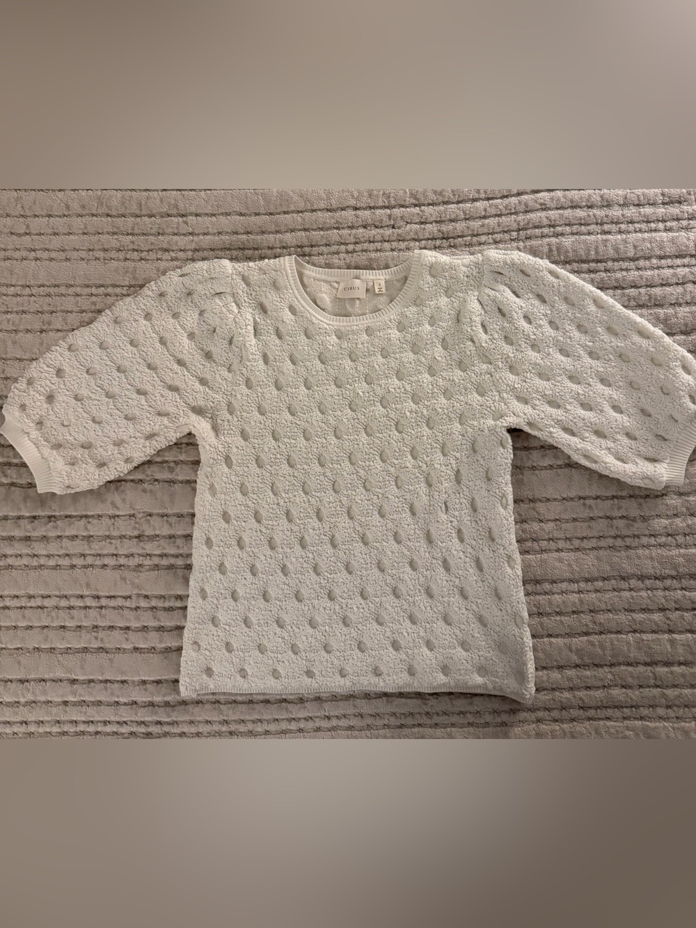 Cyrus Textured Popcorn Knit Puff Sleeve Sweater